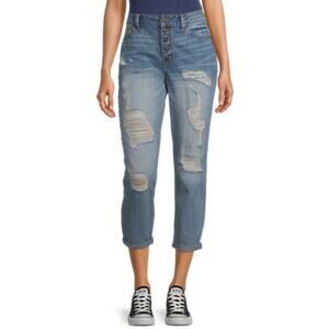 Rewash Jeans Sz 11 High rise Mom 90s Style Cuffed Ripped Light Blue Ankle Crop